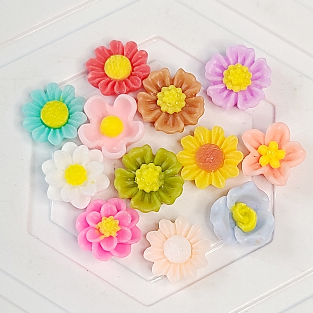 Set of 12 Assorted Rainbow Wild Flowers. Fire perfect in your charm locket.